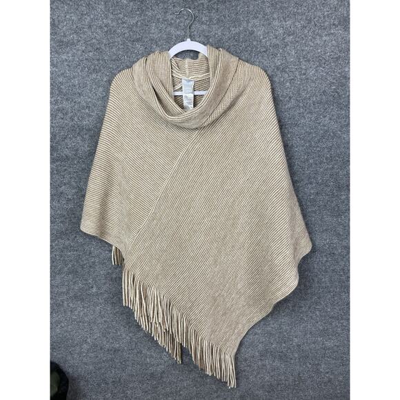 Chico's Sweaters - Chico's Cozy Cowlneck Poncho Sweater Women's One Size Fringe Western Boho Knit